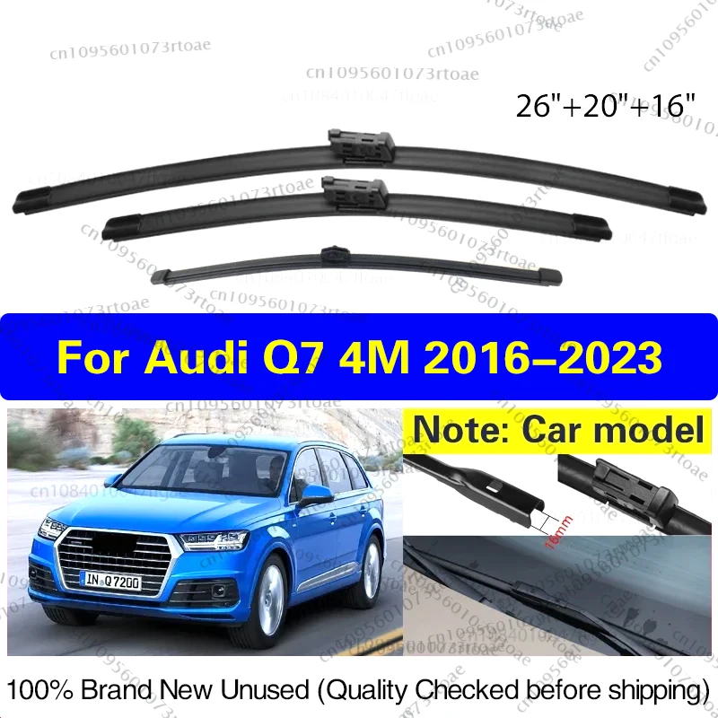 

Wiper Front & Rear Wiper Blades Set For Audi Q7 4M 2016 - 2023 2017 2018 2019 2020 2021 Windshield Windscreen Window 26"+20"+16"
