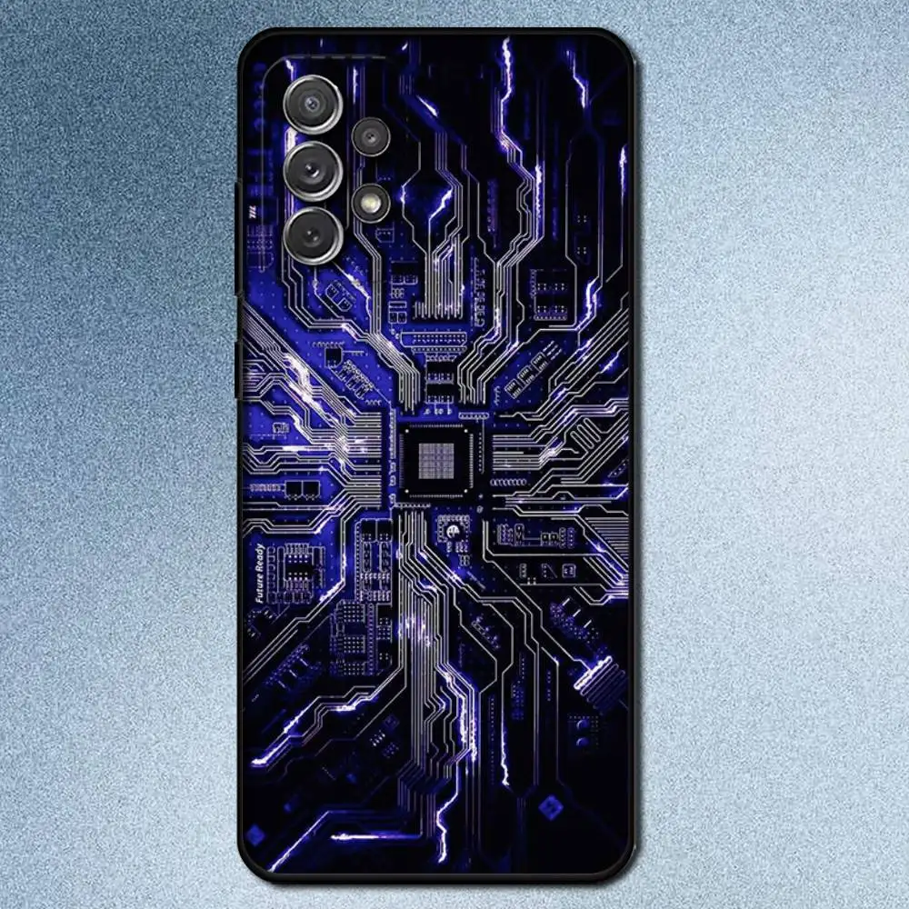 حافظة هاتف رائعة بشريحة إلكترونية لهاتف سامسونج S25، S24، S21، S22، S23، S30، Ultra، S20، Plus، Fe، Lite، Note، 10,9,5G غطاء أسود