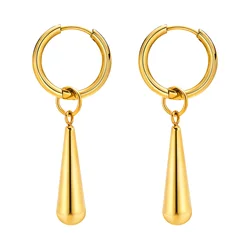 Long Water Drop Dangle Huggie Hoop Earrings for Women, Stainless Steel Teardrop Earrings Non Tarnish
