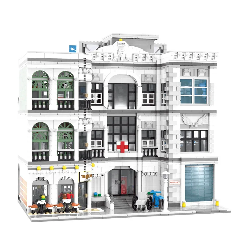 

IN STOCK MOC City Hospital Building Blocks Assembling Bricks Model Construction DIY Toys for Children Birthday Gift Set