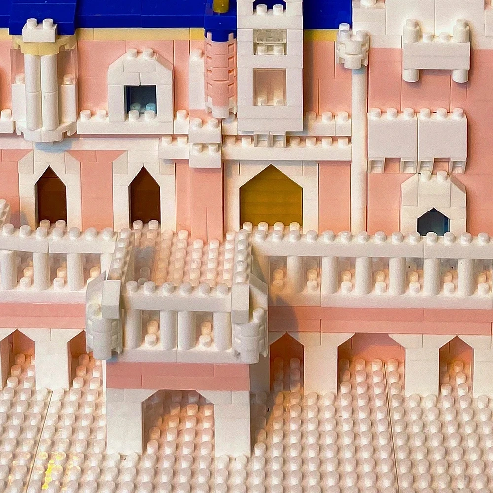 Presente rosa castelo modelo kits brinquedos microbloco blocos de construção para adultos princesa crianças castelos arquitetura conjunto tijolos