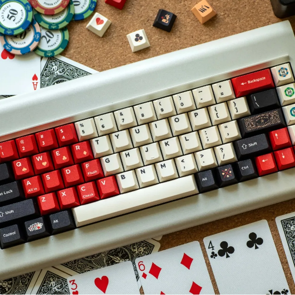 

Texas Holdem Poker Theme Keycaps Set 145 Keys PBT Custom Keyboard Cap Cherry Profile Keycaps for Mechanical Keyboard Accessories