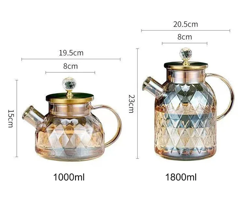 Teiera di fiori di vetro di lusso leggero Teaware teer teiere da tè per far bollire l\'acqua Yixing bollitore di argilla bollitore con filtro Set di