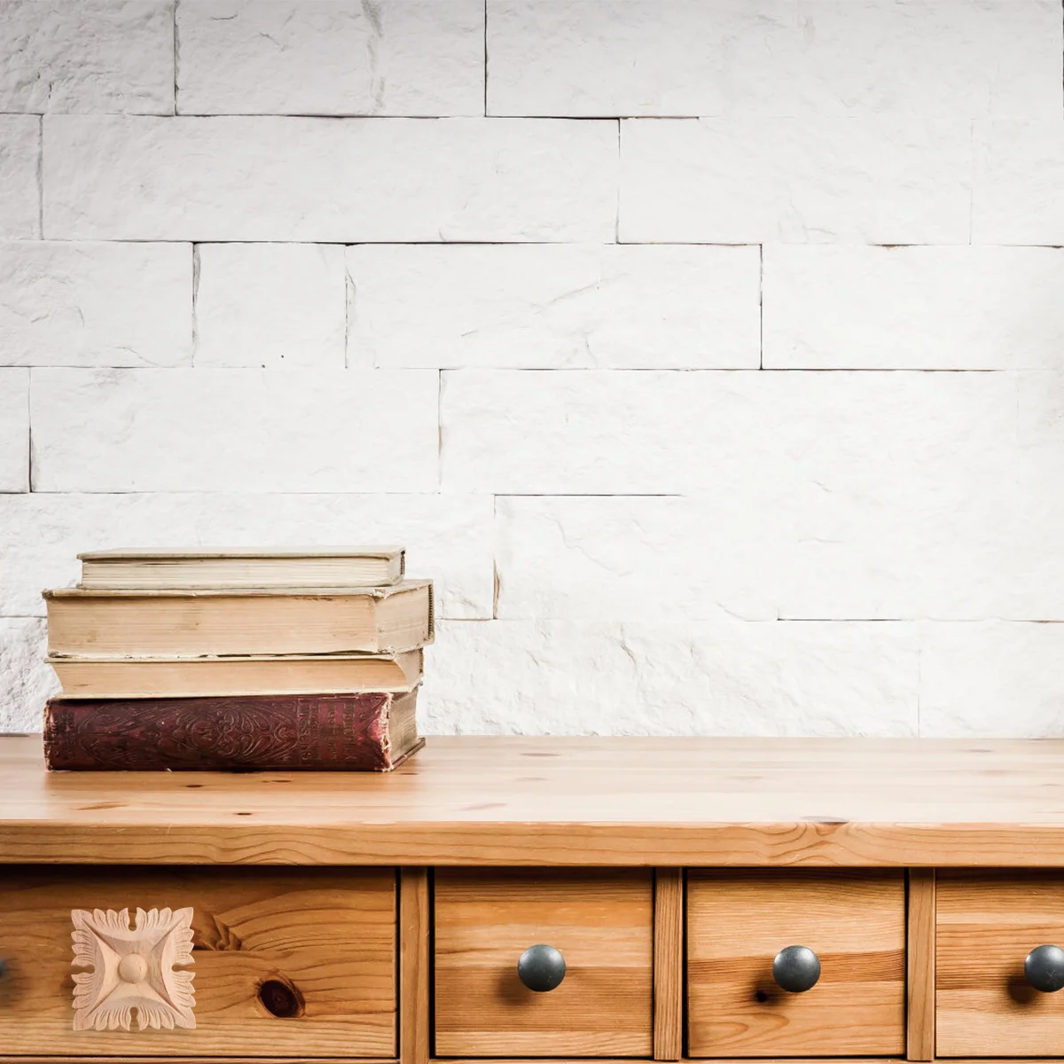 

4Pcs Premium Odorless Wooden Stickers Unique Design Durable Safe Use Wall Cabinet Decoration Creative Art Craft