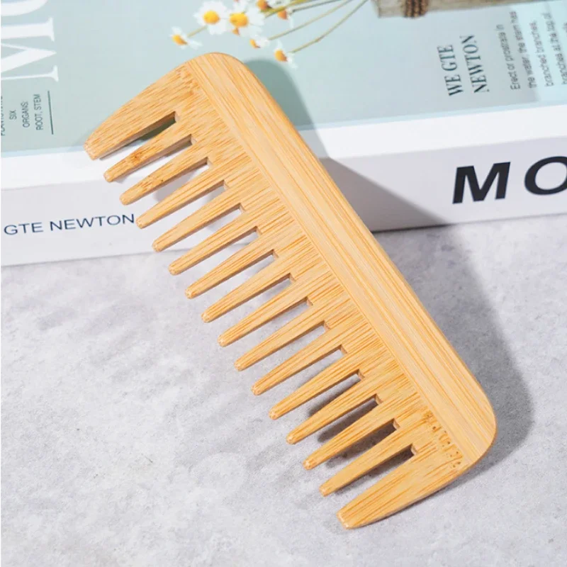 Bamboo Wide Tooth Comb Hair Brushes Detangling Combs Anti-Static Curly Hair for Women Men Smoothing Massaging Home Salon Use