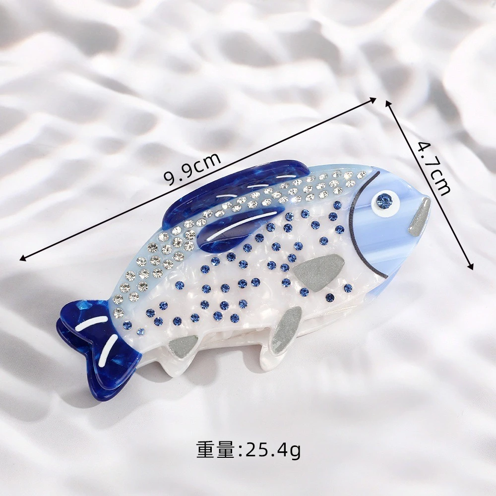 กิ๊บติดผมรูปสัตว์ทะเลดีไซน์ใหม่ ซีรีส์สัตว์ทะเลสุดสร้างสรรค์ กิ๊บหนีบผมรูปฉลามสีฟ้า ทำจากอะซิเตท กิ๊บหนีบผมทรงปู สไตล์ INS สำหรับผู้หญิงและเด็กผู้หญิง อุปกรณ์เสริมผม