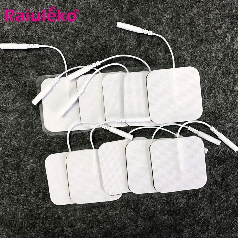 

20/10p 5x5cm high quality Nerve Stimulator Silicone Gel Electrode Pads Tens Electrodes Digital Therapy Machine Massage 2mm Plug