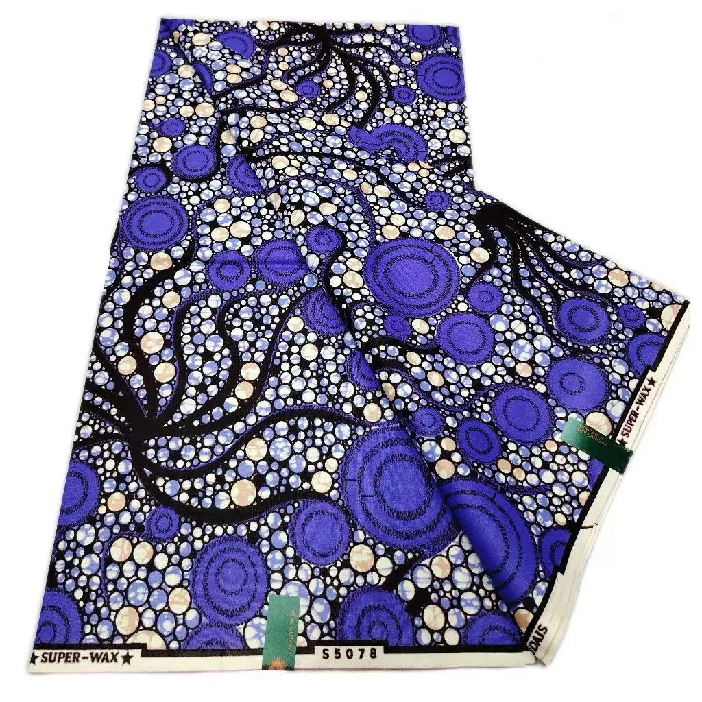 

New Super Real Wax Print Fabric Dutch Guaranteed Super Grand Original Glam Wax 100% Cotton Veritable Hollandais Pagne Dress