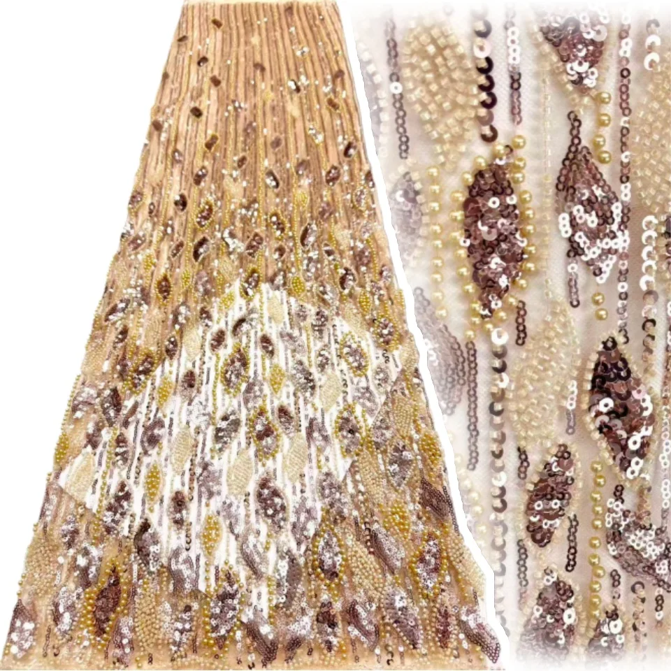

Золотая роскошная австрийская кружевная кружевная ткань с блестками, 2026, роскошная французская нигерийская кружевная ткань с вышивкой и блестками, женские вечерние платья 2155