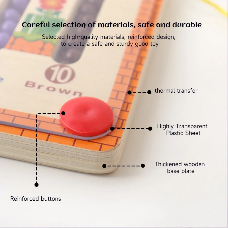 Montessori Speelgoed Kinderen Houten Magnetische Kleur en Nummer Doolhof Speelgoed Baby Vroeg onderwijs Leren Kleurherkenning Vaardigheden Speelgoed