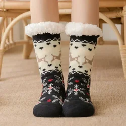 Christmas Gift Slipper Socks Women Thermal Winter Warm Plush Non slip Grip Sleeping Floor Short Sock Fuzzy Fluffy Female Cartoon