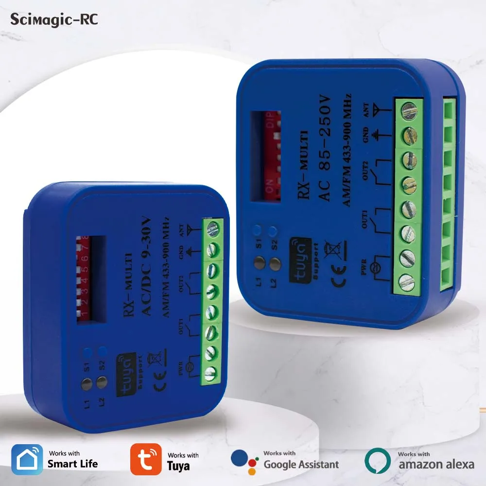 Imagem -05 - Receptor de Controle Remoto de Garagem Universal para Alexa rx Multi Tuya dc ac 930v 85250v 2ch Wifi Interruptor de Vida Inteligente 433mhz 868mhz