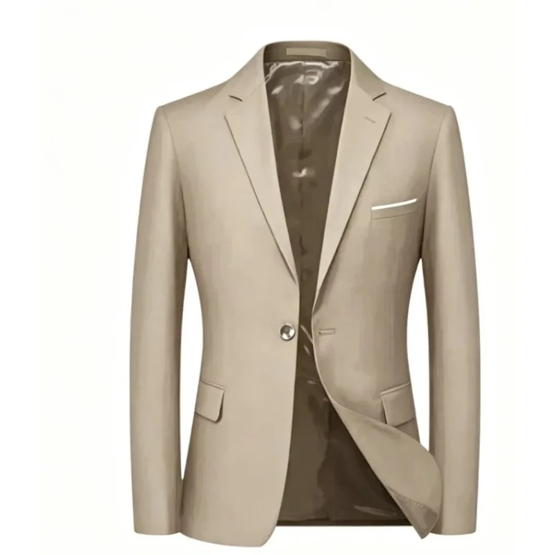 Men Korean Slim Fit Single Button Blazer Light Color Casual Business Suit Jacket Daily Outerwear S-5XL