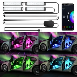 Ambient RGB LED Smart Car Lights Interior con modalità musicale APP 3 tasti telecomando interni Auto Neon decorazione Auto DC 5V/12V