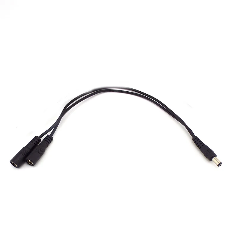 Cable divisor de alimentación para tira de luces LED CCTV, Conector de 1 macho a 2 vías hembra, adaptador de 5,5mm x 2,1mm