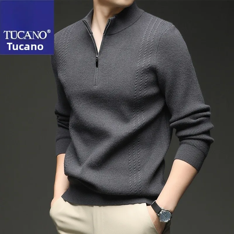 

Мужской шерстяной свитер на молнии Sli: новая осенняя коллекция, модный, универсальный, с воротником-стойкой, повседневный, вязаный, из мягкой шерстяной смеси