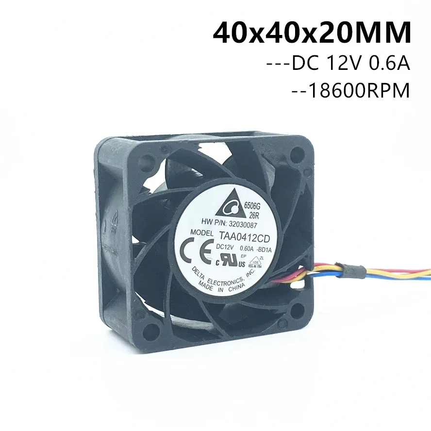 5PCS Delta TAA0412CD 40x40x20MM 40mm 4020 4cm Server Fan Inverter Computer CPU Axial Blower Cooling Fans DC 12v 0.6A 4PIN