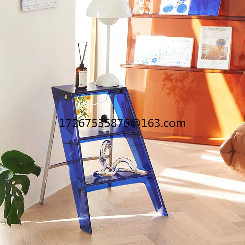 

Household ladder transparent acrylic portable telescopic folding ladder three-step pedal transparent pedal
