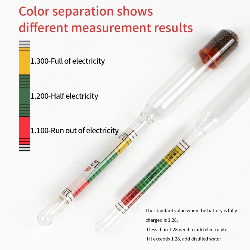 Electrolytic Hydrometer Suction Type Electro-hydraulic Hydrometer Density Meter Acid Tester Electrolyte Lead 1.100-1.300