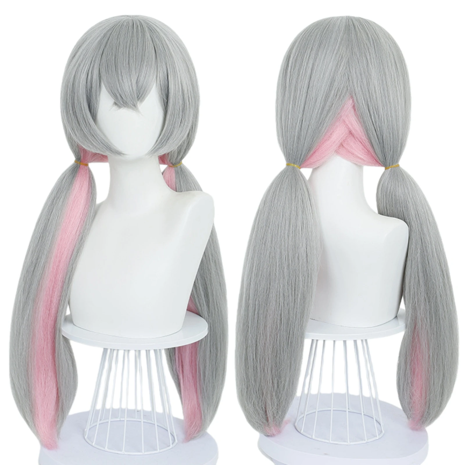 

Judy Hopps Cosplay Wig Grey Pink Mixed Synthetic Hair Movie Anime Cos Wigs Halloween Party Play Role Chip Ponytails Costume Prop
