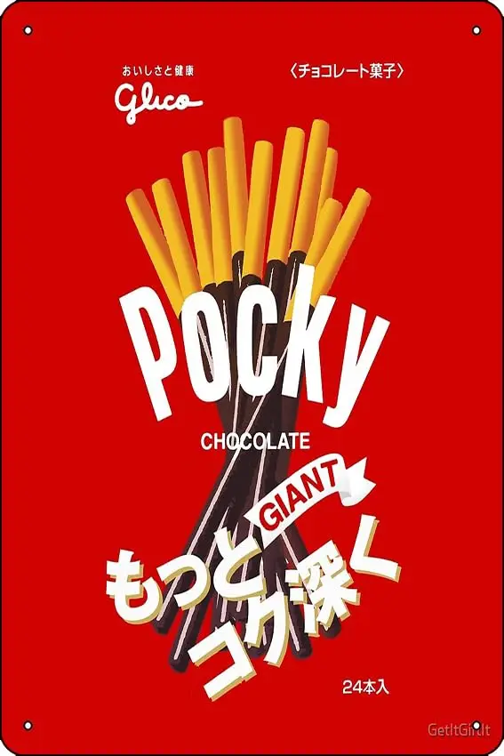 Chocolate Pocky Sticks Branding design Poster Metal Sign Decor - 8 x 12inch Bar Pub Garage Man Cave Wall Art