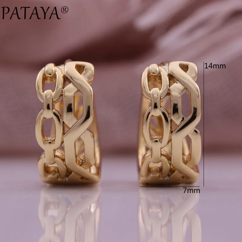 PATAYA New Three Styles Round Earrings 585 Rose Gold Color Women Earrings Wedding Engagement Fashion Jewelry