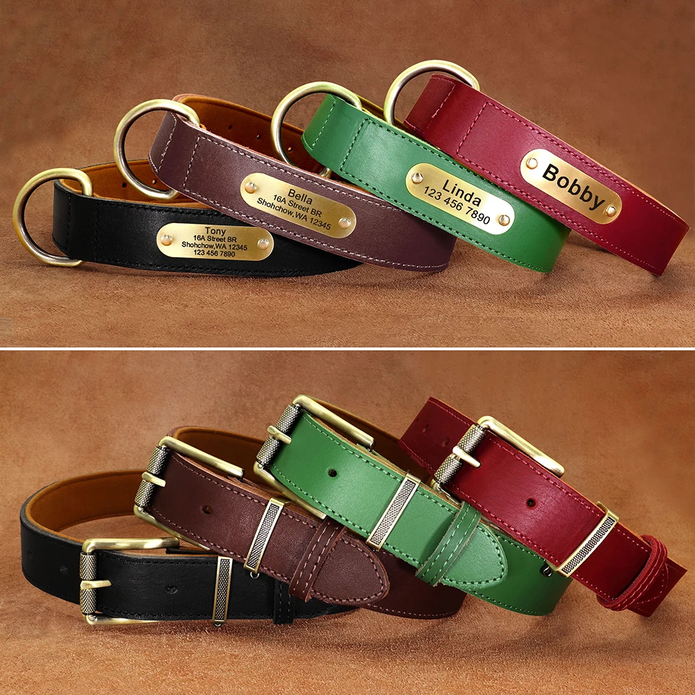 Personalisierte Hundehalsband-Leine aus echtem Leder, langlebige Hundehalsbänder, Gehbleine, Seil, frei mit Gravur für kleine, mittelgroße und große Hunde – Detail 13