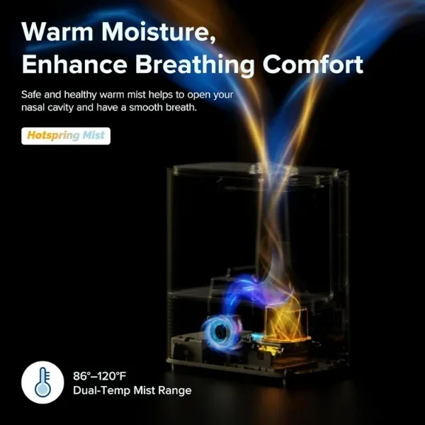 LEVOIT Humidifiers for Bedroom Home, Smart Warm and Cool Mist Air Humidifier for Large Room, Auto Customized Humidity