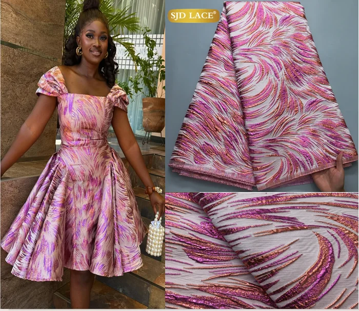

SJD LACE African Damask Brocade Lace 5 Yards 2025 High Quality African Damask Brocade Lace Nigerian For Women Wedding Party 4160
