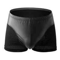 CLEVER-MENMODE Boxers Lingerie Sexy Mesh PU Leather Men Underwear Penis Pouch Boxershorts Underpants hombre Boxer Shorts