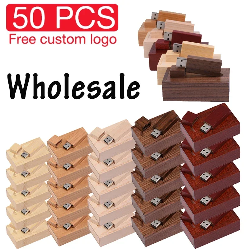 

50 PCS LOT USB Flash Drive 128GB Free Custom Logo Pen Drive 64GB Maple Wood Pretty Box Memory Stick 32GB Bamboo USB Stick 16GB