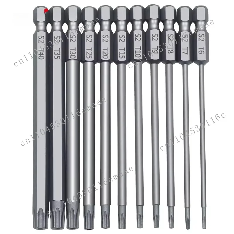 S2 Industrial Screwdriver Cutter Head Set 150mm Hexagonal Hollow Plum Blossom Extended Steel Chrome Square Plum Blossom Screw