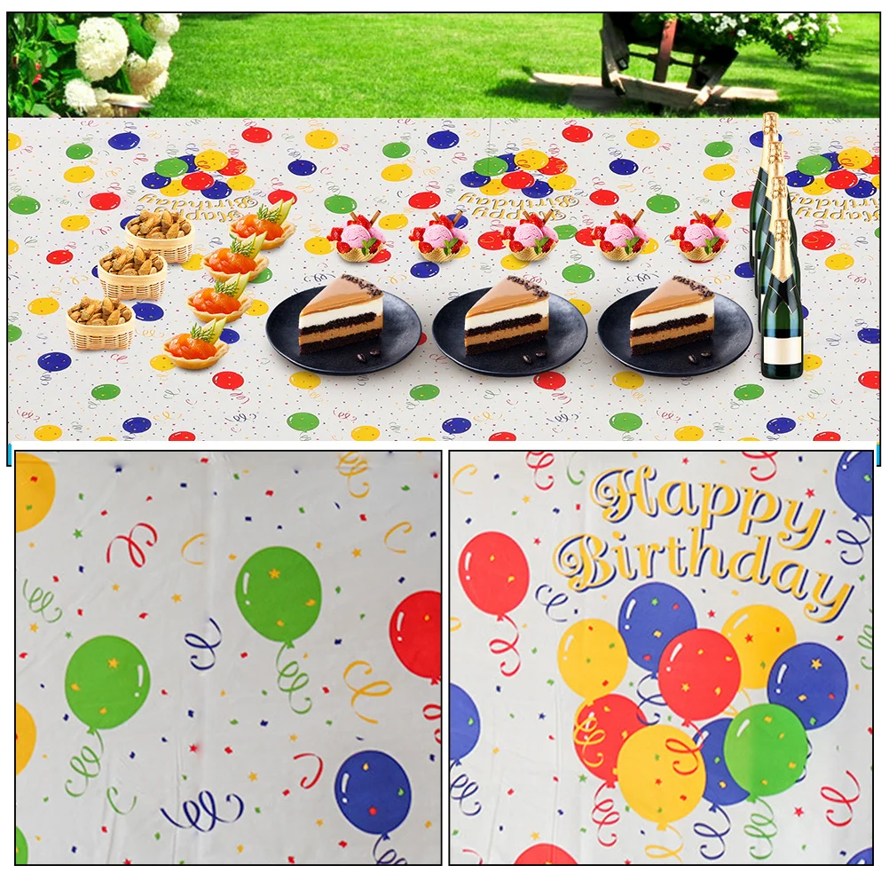 

2Pcs Plastic Tablecloth Balloon Pattern Thickened Table Cover Birthday Party Party Cartoon Cartoon Theme Tablecloth