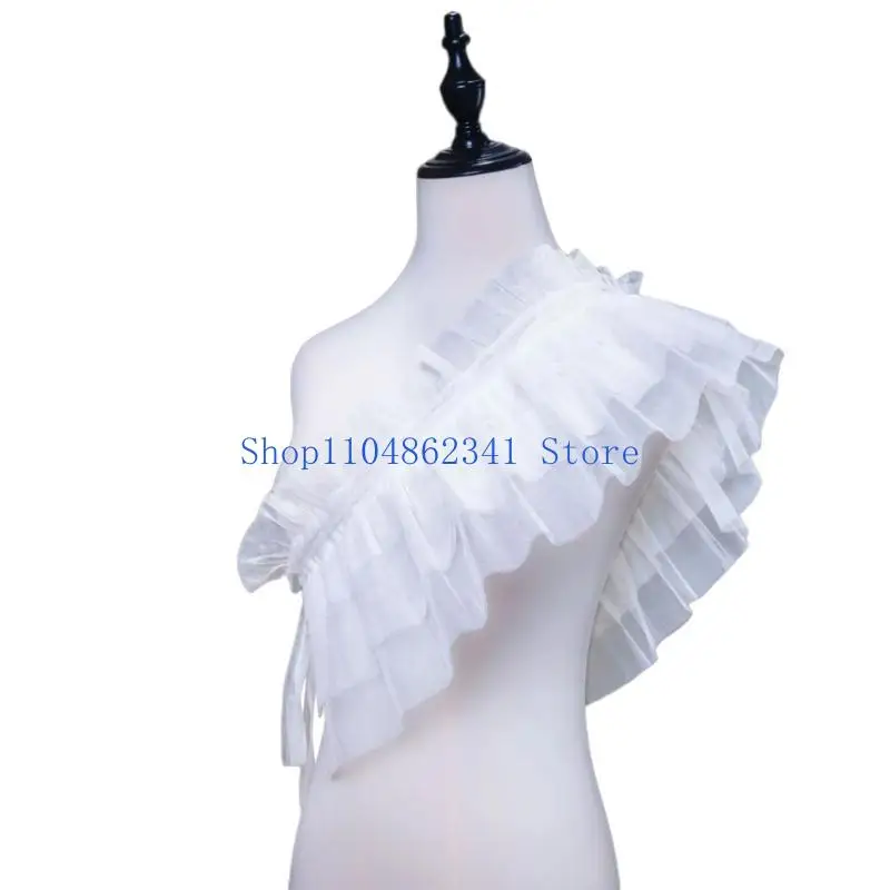 5asd Women's Cosplay Capelet Ruffled Mesh Shawls Tiered Layered Tulle Shoulder Wraps for Carnivals Party Evening Dress