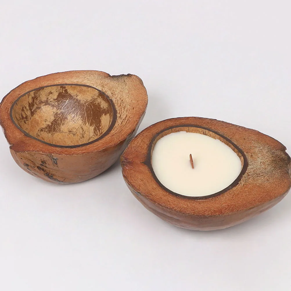 

2 Pcs Coconut Shell Aromatherapy Bowl Candles Dining Room Table Decor Holder Natural Making Supplies Holders for Candlesticks