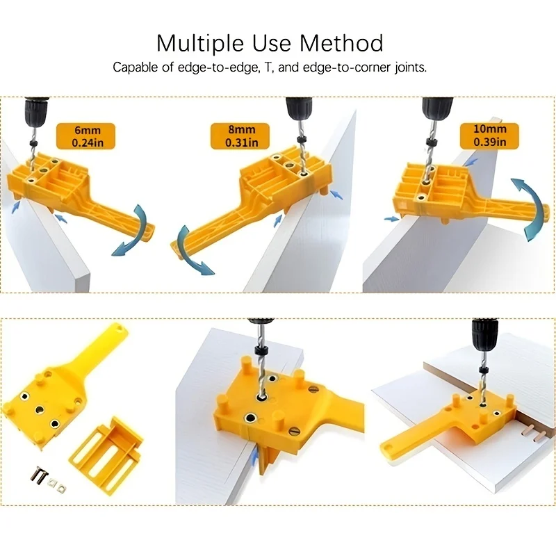 Handheld Wood Doweling Jig ABS Plastic Straight Drill Guide Locator Positioning Tool for  Woodworking Furniture Cabinet Splicing