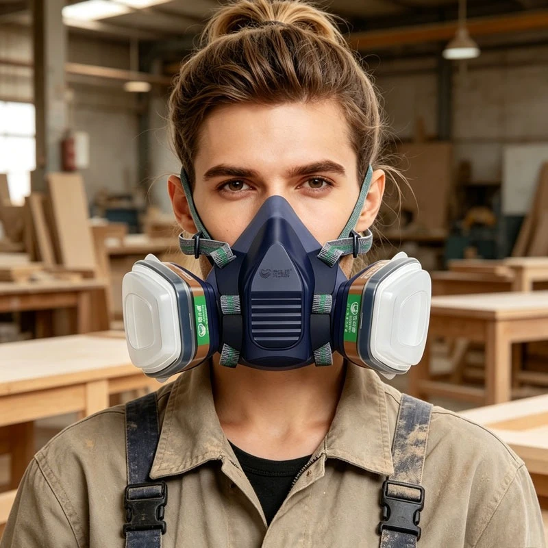 Double Filter Cartridge Respirator Mask Workshop Industrial Silicone Gas Mask Spray Paint Dust Breathable Gas Protection Mask