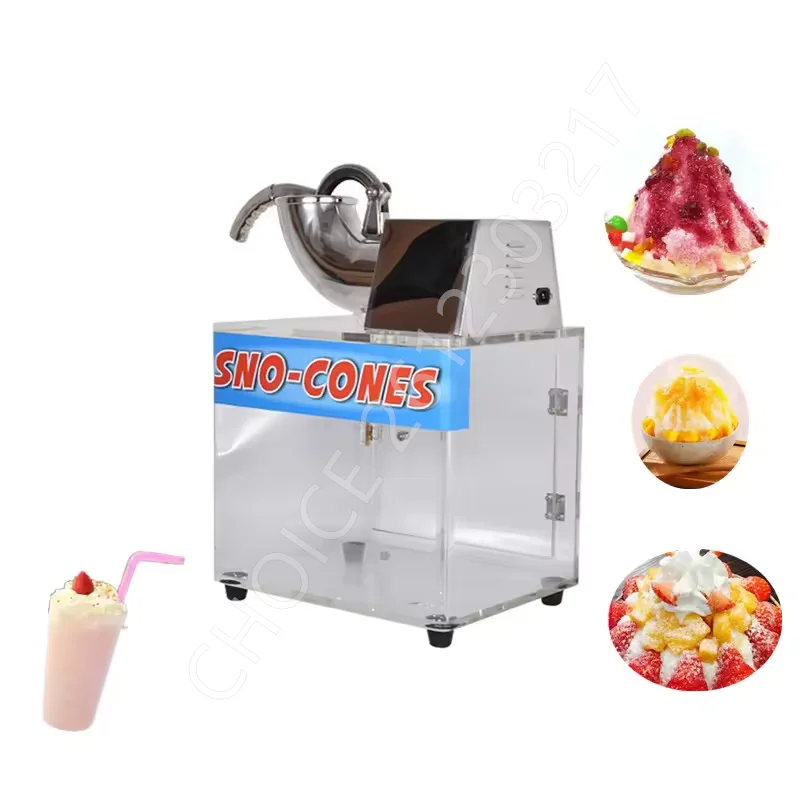 Commercial Ice Crusher 250w Electric Snow Cone Machine With Dual Blades, Stainless Shaved Ice Machine With Safety On/Off Switch