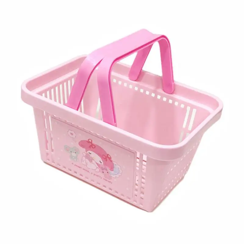 Kawaii Sanrio Storage Basket Japanese New Cartoon Mymelody Kuromi Home Bathroom Wash Storage Basket Cute Girl Shopping Basket