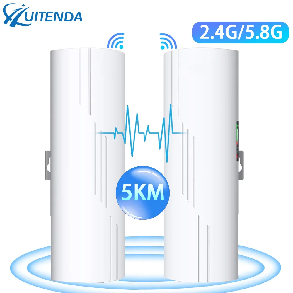 Huitenda Wireless WiFi Bridge 2.4GHz/5GHz WiFi Extender Repeater Network Bridge Router 500m-5km Long Range Coverage