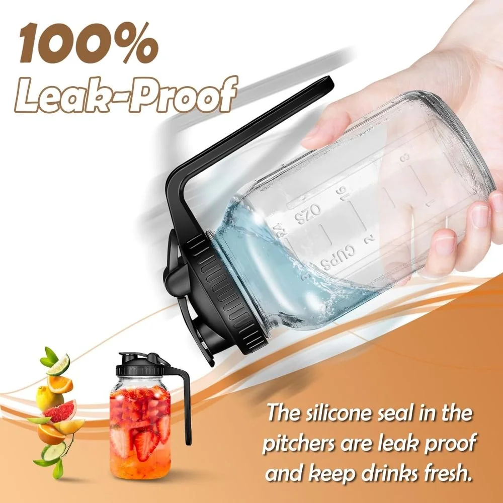 

32oz Glass Cup Large Capacity Car Mounted Glasses Tumbler with Handle and Lid Transparent Juice Milk Bottle Home Office Picnic