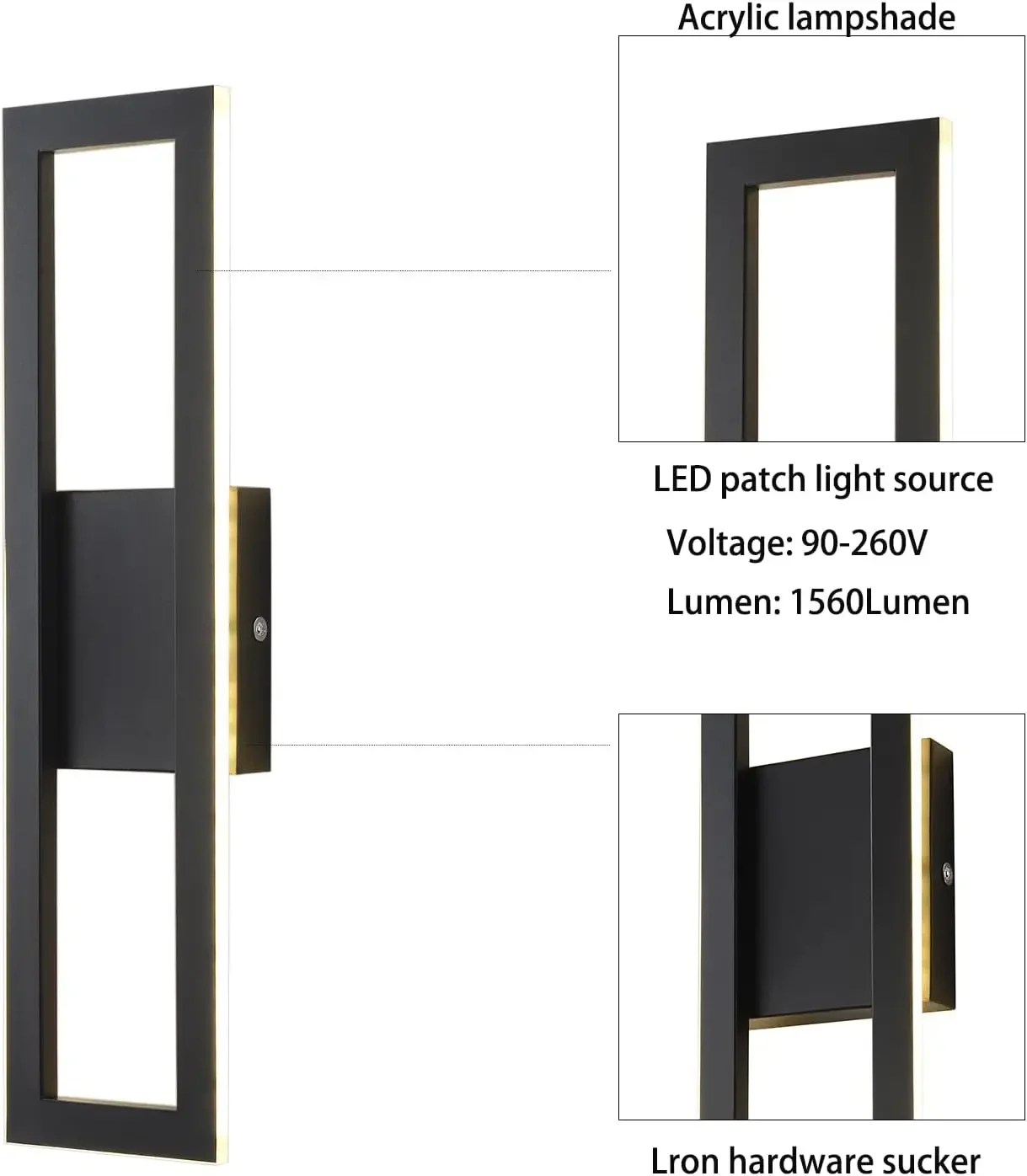 Indoor LED 15.74" Wall Light Long Bar Wall Sconce, Decor Lamp w/ Warm/Neutral/White Light Living Room Bedroom Garage