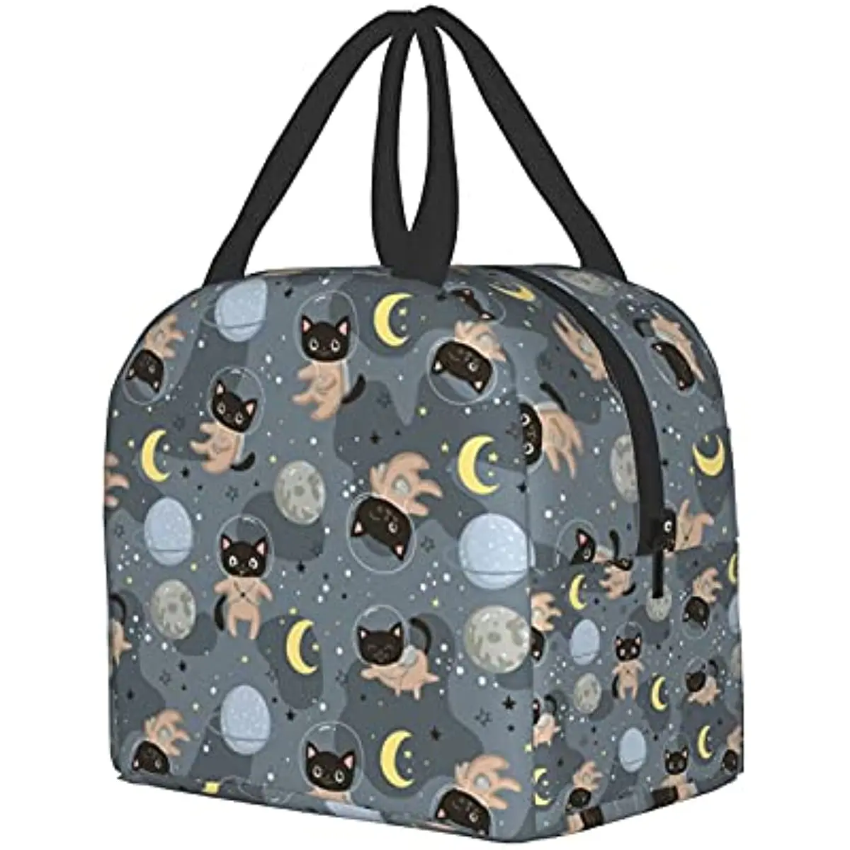 Simpatici gatti astronauti Kawaii Lunch Box Borsa da viaggio Borse da picnic isolate Ritorno a scuola riutilizzabili per uomo donna ragazza ragazzo