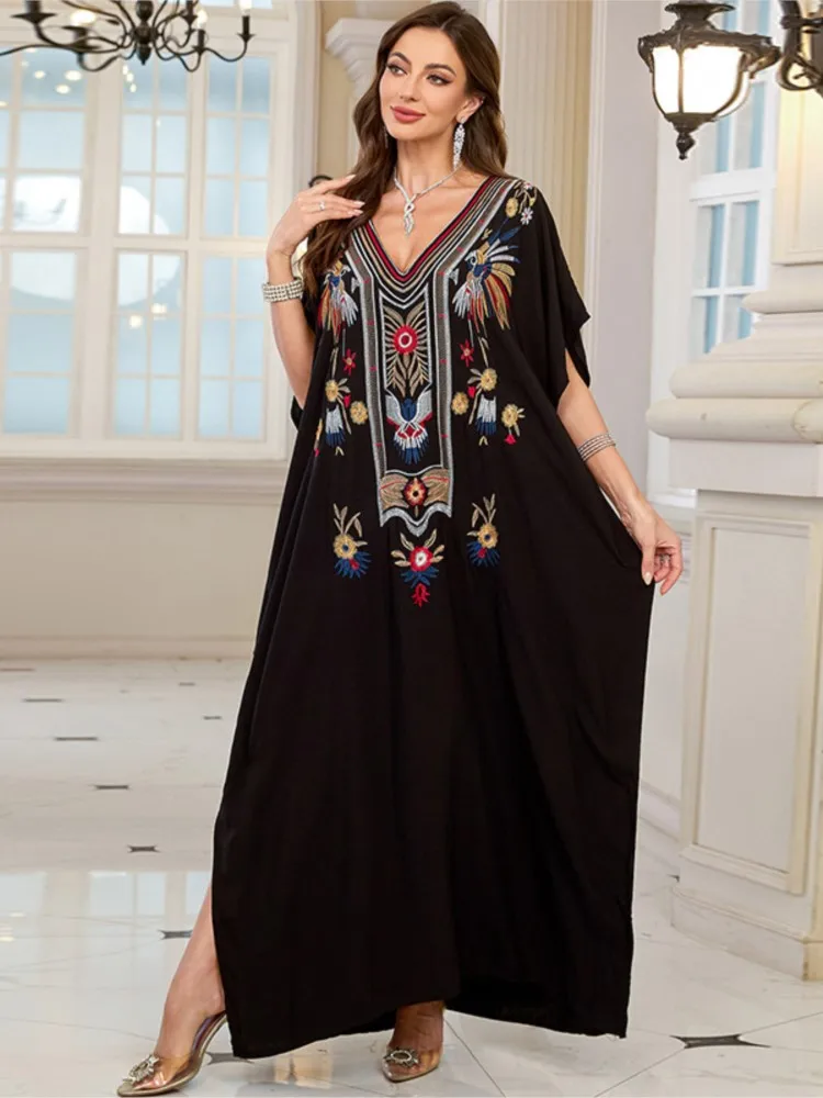 

Summer Cover Ups Women Swimsuit Half Sleeve Robes Bathing Suit 2026 New Embroidery Beach Holiday Maxi Dresses Cover-Up