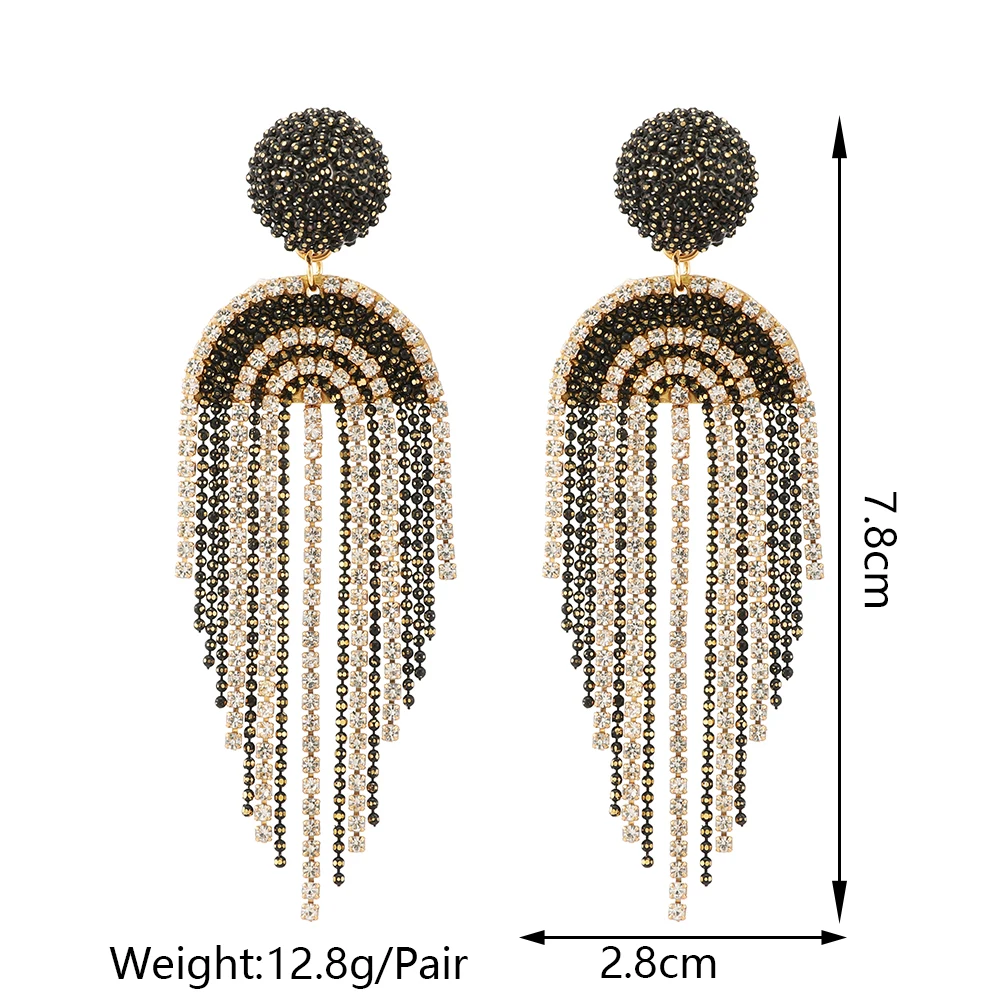 Ztech Beads Earrings For Women Hand-Make Long Link Tassel Korean Fashion Style Trendy Accessories High Quality Vintage Jewelry