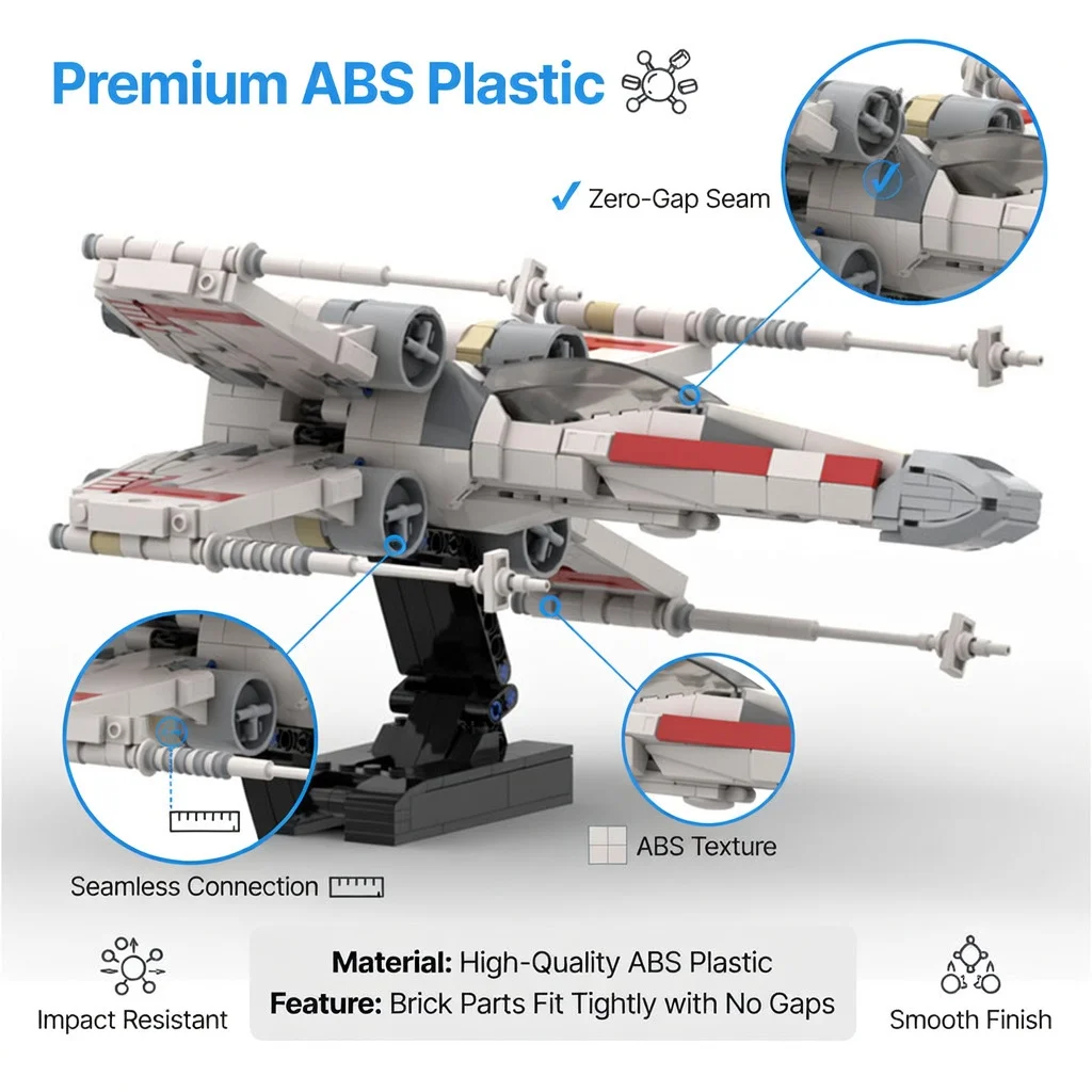 MOC Interstellar Spacecraft Fighter Building Blocks Starship Assembly DIY Bricks Set Sci-Fi Warship Desktop Ornament Gift