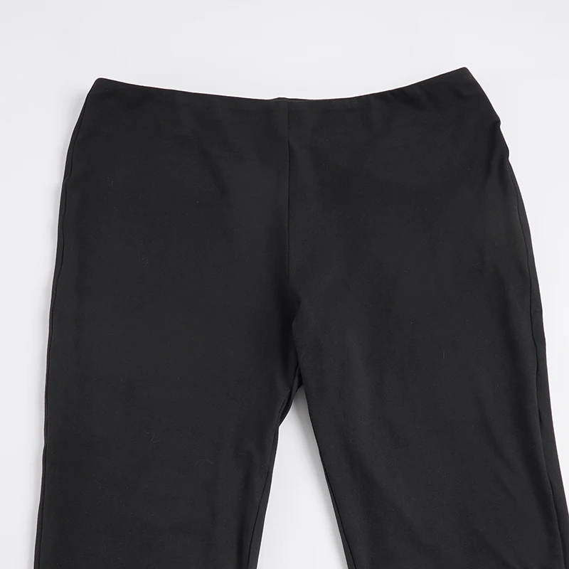 SUCHCUTE Schwarze knielange Skinny-Hose für Damen, elastische Taille, Spitzen-Strickhose, Y2k Streetwear, lässige Hose, Grunge Fairycore – Detail 6