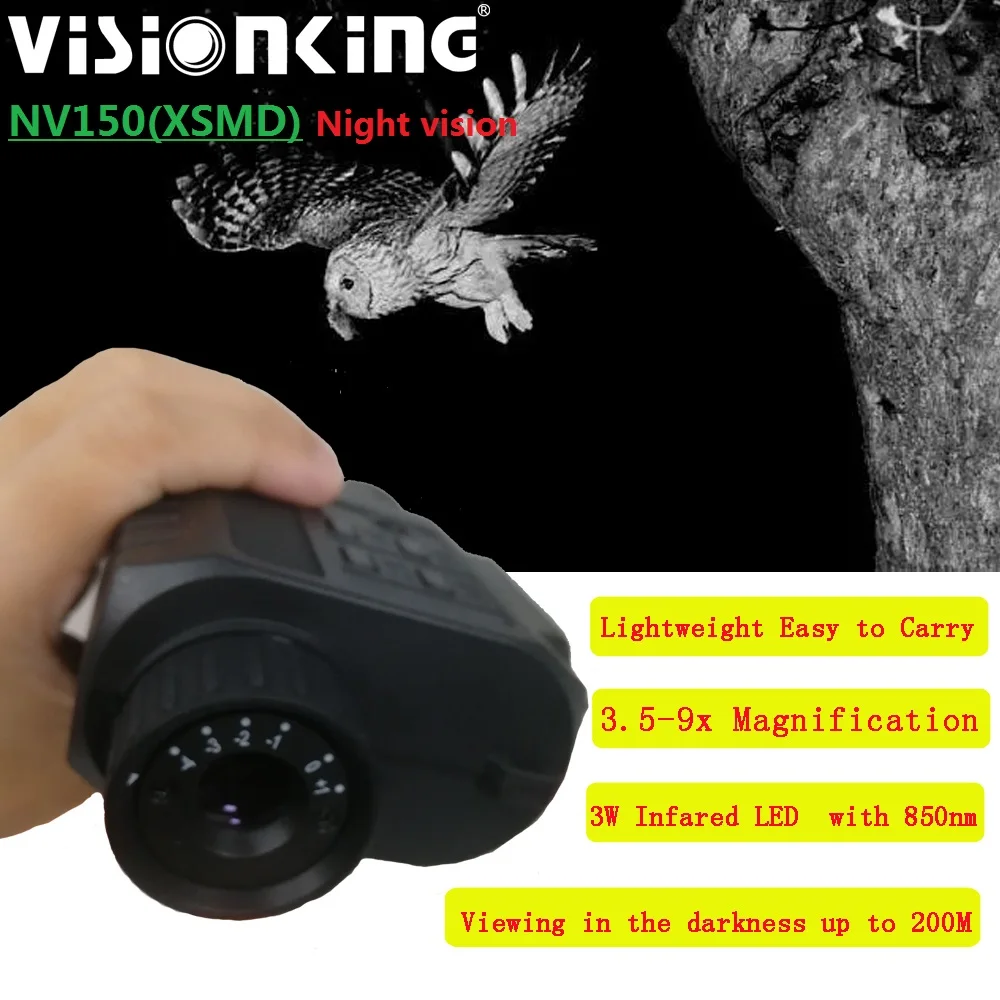 Visionking Portable NV150 9x Zoom LED Night Vision Device 200m Distance Monocular Infrared Day Night Darkness Hunting Telescope