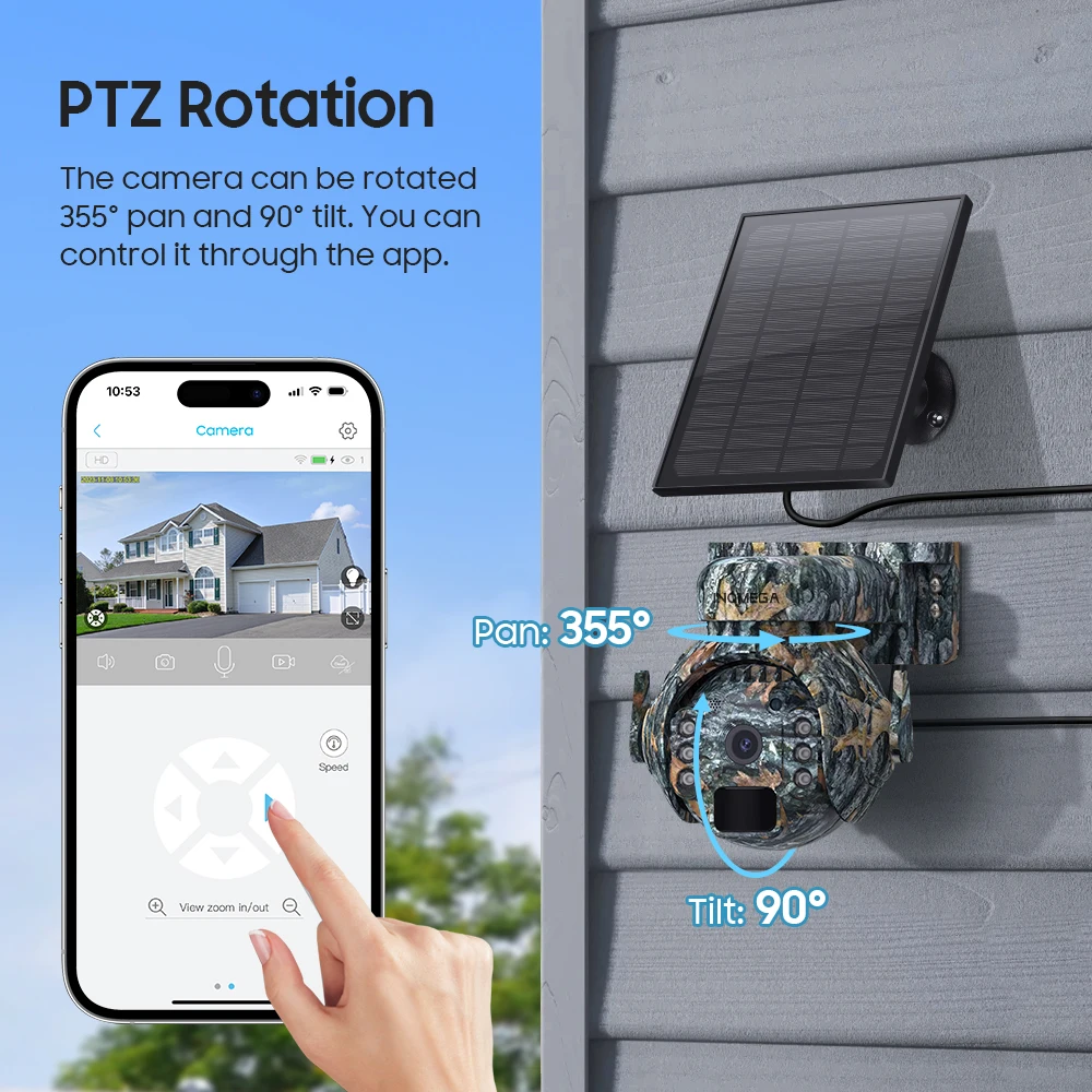 INQMEGA 3MP Wifi Solar Camera Outdoor 4G SIM Camera Human Detecion Built In Battery PTZ CCTV Camera Two-Way Audio