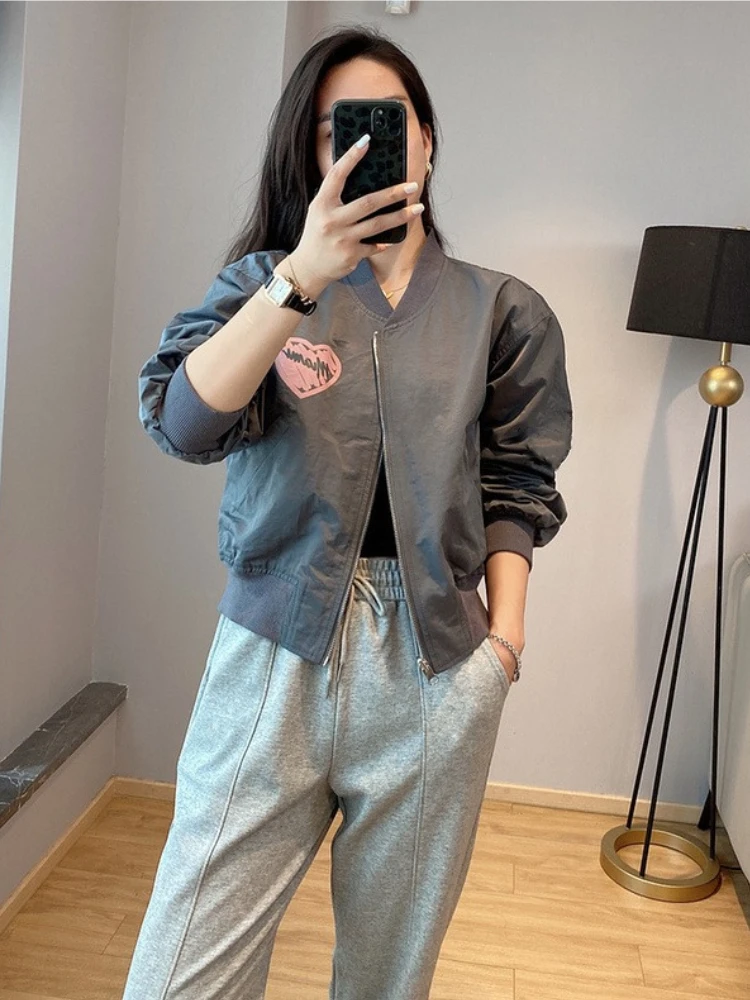 Giacca da baseball slim unisex Giacca da tuta convertibile per donna Autunno Inverno Pezzo a strati leggero ​